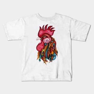 Tribal Rooster Design Kids T-Shirt